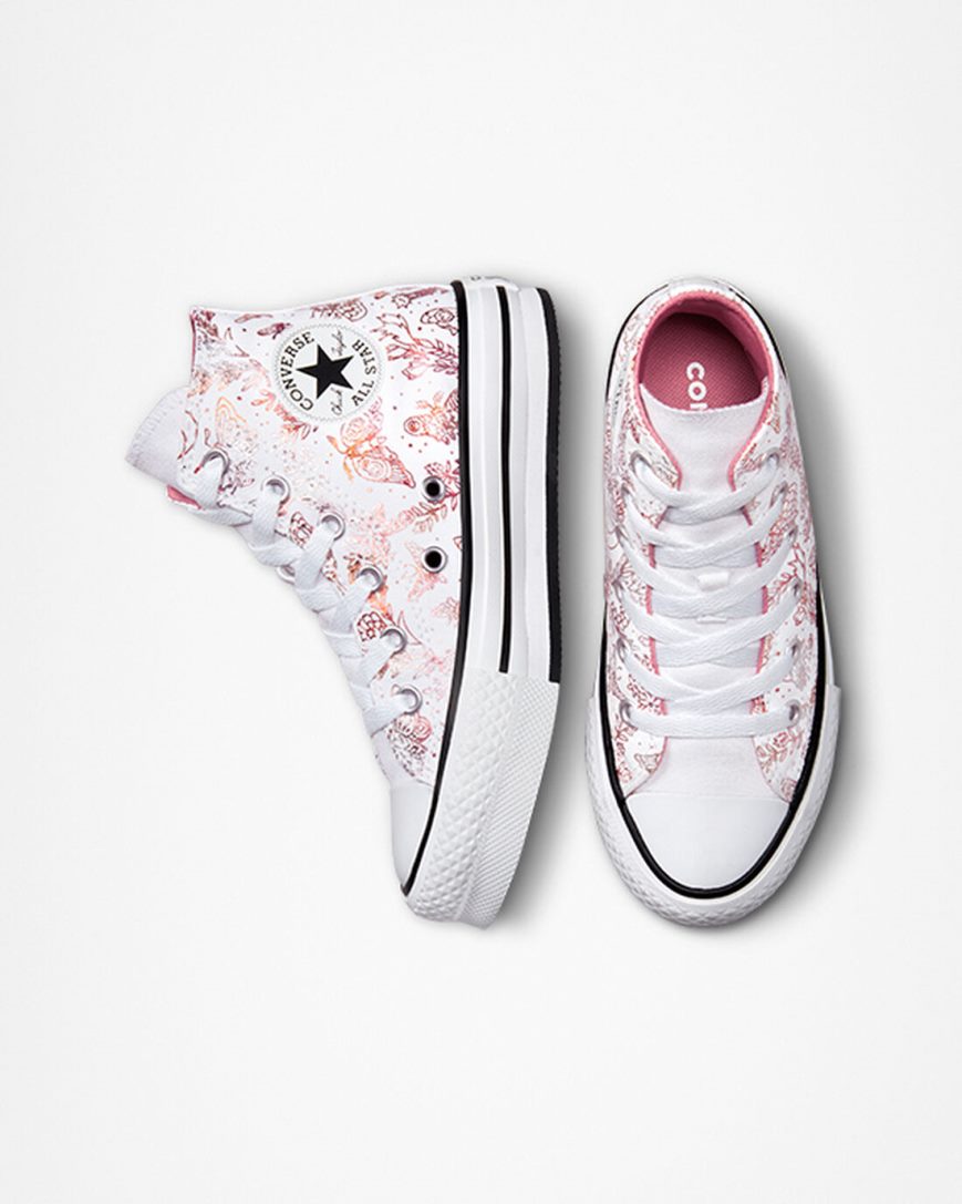 Topanky Na Platforme Converse Chuck Taylor All Star EVA Lift Butterfly Shine Vysoke Dievcenske Biele Ruzove Čierne | SK SOQ11W9